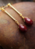 Boho Earrings, Dangle Earrings, Gold Red Jaspers